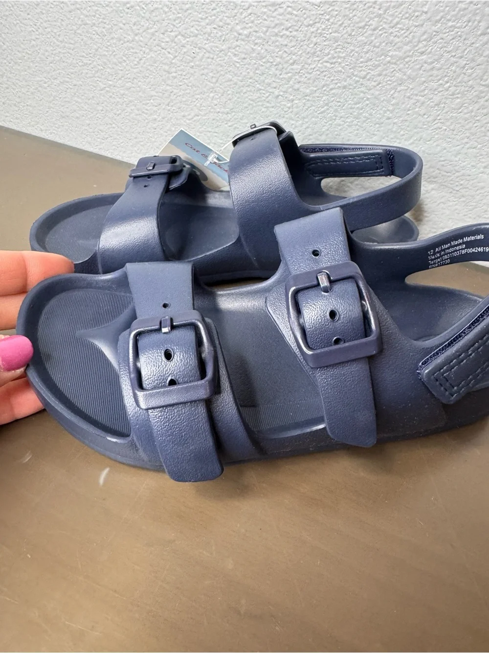 NWT 12 boys Cat & Jack Navy Blue Buckle Strap Sandals
